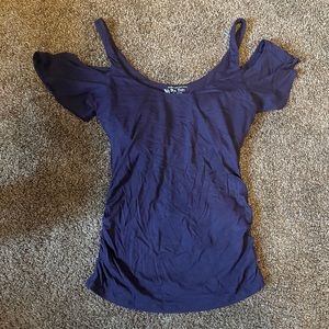 Women's Navy Blue Cold Shoulder Top